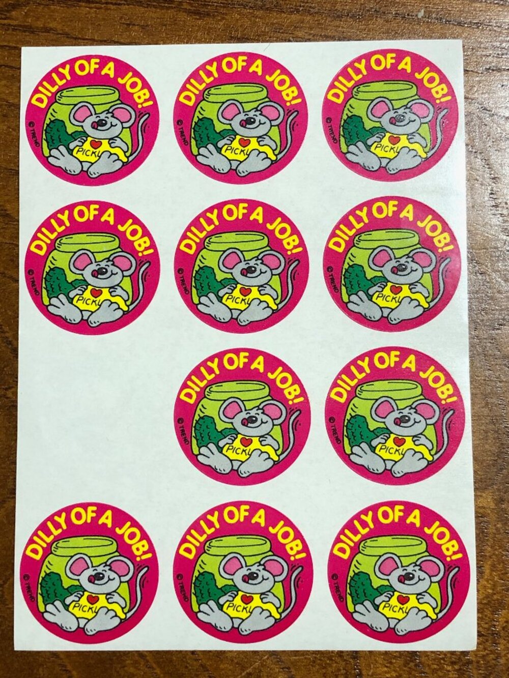 Vintage 1980s Trend Scratch N Sniff Sticker Sheet Dilly Of A Job! Pickle Scent
